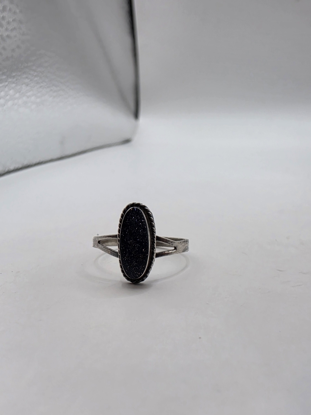 Natural Blue Sunstone Gemstone 925 Sterling Silver Ring Size 5.25 (Mexico)